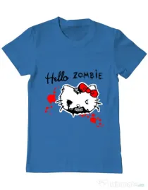 Tricou ADLER barbat Hello zombie Albastru azuriu