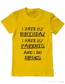 Tricou ADLER barbat I hate Galben