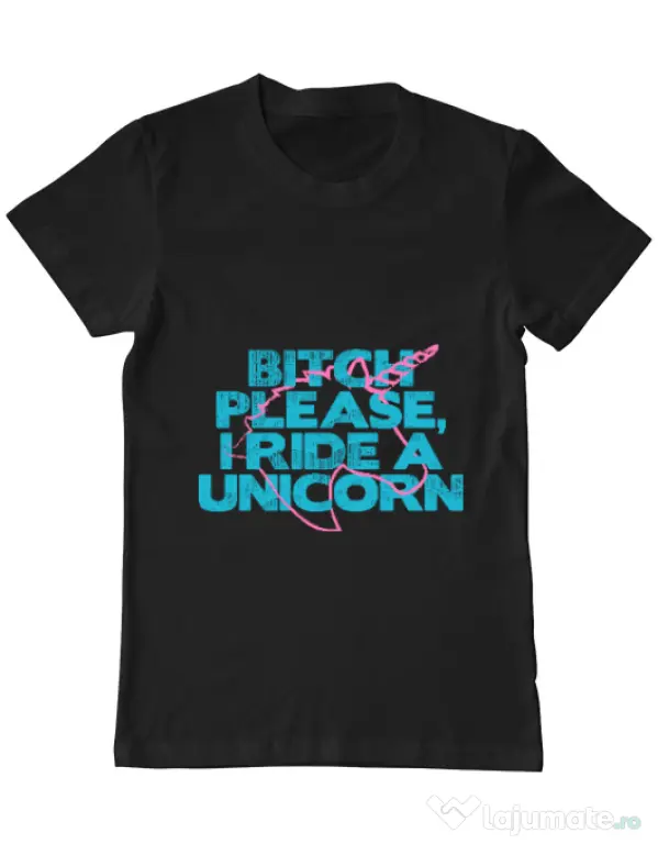Tricou ADLER barbat I ride a unicorn Negru