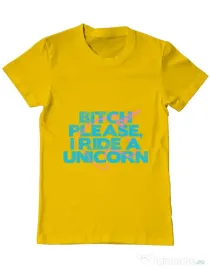 Tricou ADLER barbat I ride a unicorn Galben