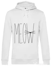 Hoodie barbat cu gluga I am a cat Alb 