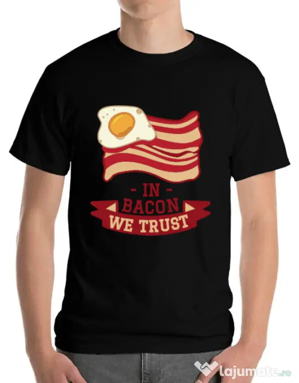 Tricou ADLER barbat In bacon we trust Negru