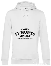 Hoodie barbat cu gluga It hurts my hat Alb