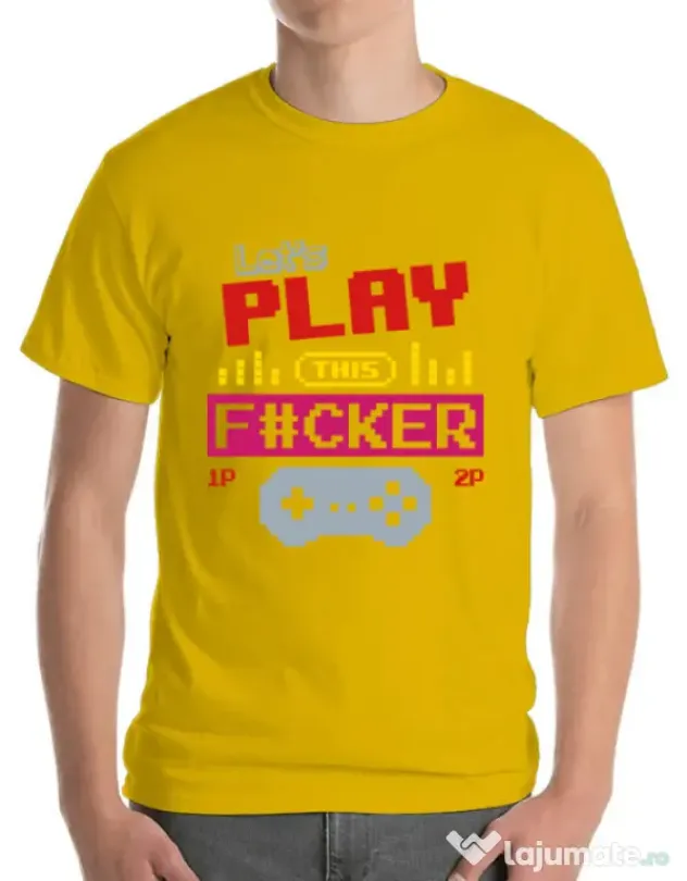Tricou ADLER barbat Lets play this Galben