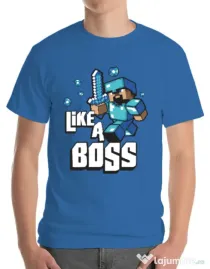 Tricou ADLER barbat Like a boss Albastru azuriu