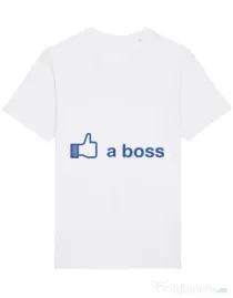 Tricou STANLEY STELLA barbat Like a boss Facebook Alb