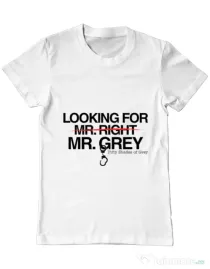 Tricou ADLER barbat Looking for Mr Grey Alb
