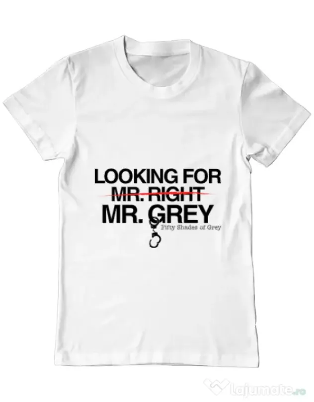 Tricou ADLER barbat Looking for Mr Grey Alb