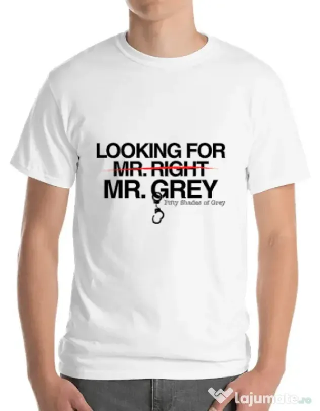 Tricou ADLER barbat Looking for Mr Grey Alb