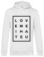 Hoodie barbat cu gluga Hate u Alb