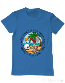 Tricou ADLER barbat Welcome to the tropical Albastru azuriu