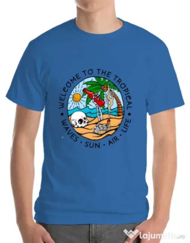 Tricou ADLER barbat Welcome to the tropical Albastru azuriu