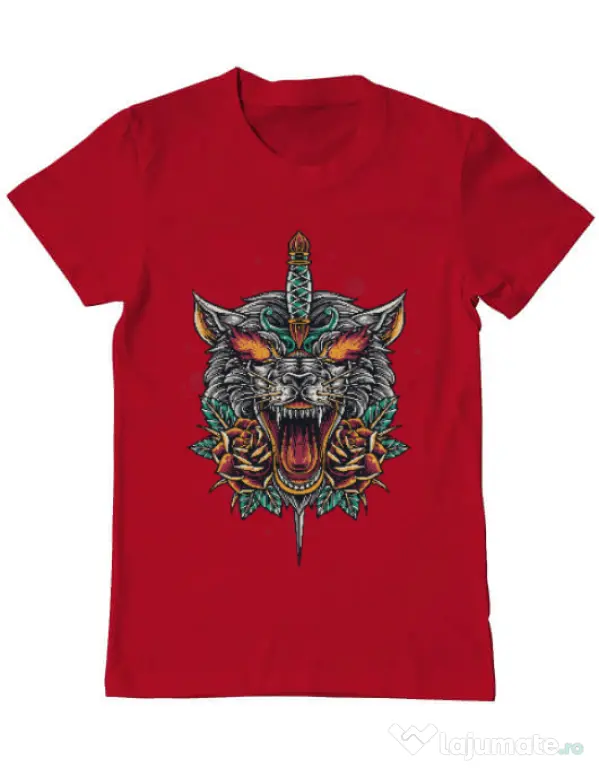 Tricou ADLER barbat Stabbed wolf Rosu