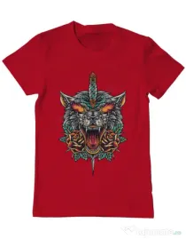 Tricou ADLER barbat Stabbed wolf Rosu