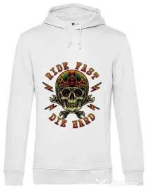 Hoodie barbat cu gluga Bad rider Alb