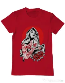 Tricou ADLER barbat Virgin Mary Rosu