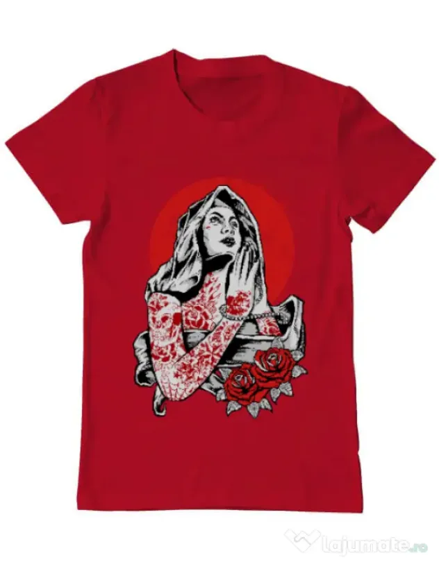 Tricou ADLER barbat Virgin Mary Rosu