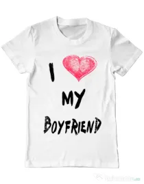 Tricou ADLER barbat I love my boyfriend Alb