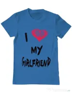 Tricou ADLER barbat I love my girlfriend Albastru azuriu