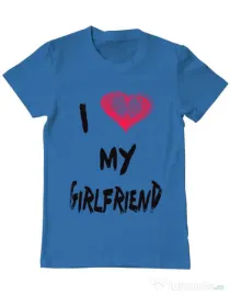 Tricou ADLER barbat I love my girlfriend Albastru azuriu