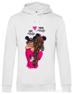 Hoodie barbat cu gluga Mama and baby Mouse Alb