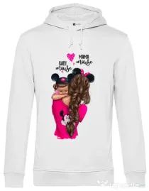Hoodie barbat cu gluga Mama and baby Mouse Alb