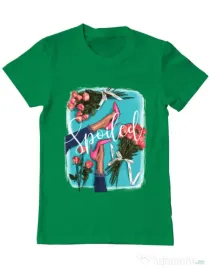 Tricou ADLER barbat High Heels and roses Verde mediu