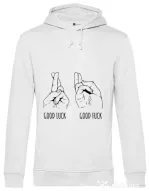 Hoodie barbat cu gluga Good luck Alb