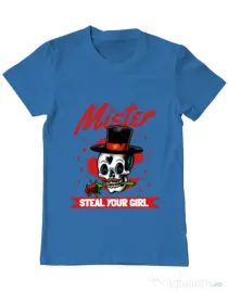 Tricou ADLER barbat Mr. steal your girl Albastru azuriu