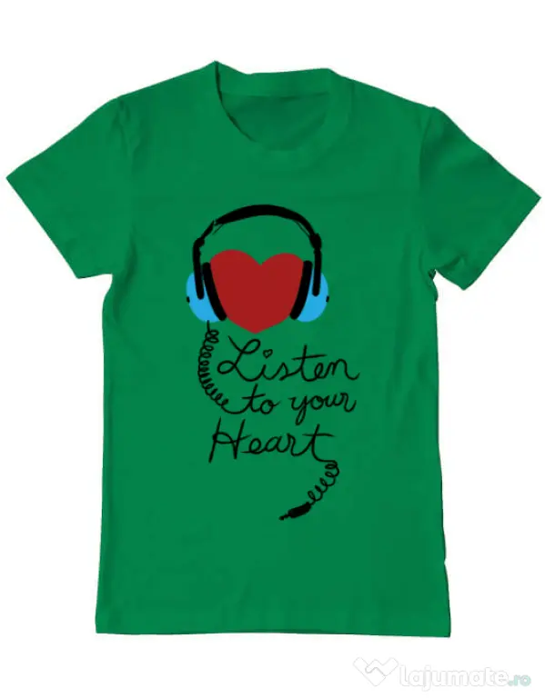 Tricou ADLER barbat Listen to your heart Verde mediu