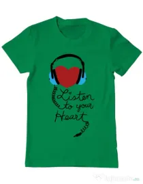 Tricou ADLER barbat Listen to your heart Verde mediu
