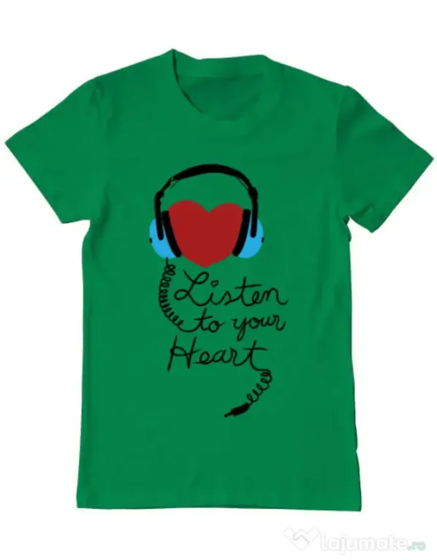 Tricou ADLER barbat Listen to your heart Verde mediu