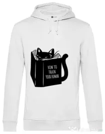 Hoodie barbat cu gluga How to train your human Alb