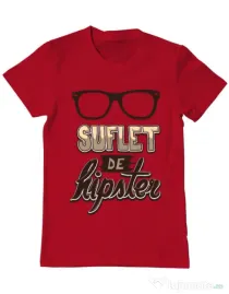 Tricou ADLER barbat Suflet de hipster Rosu