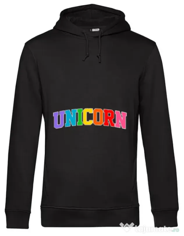 Hoodie barbat cu gluga Unicorn Negru