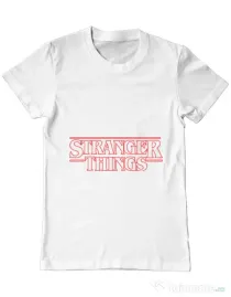 Tricou ADLER barbat Stranger things outline Alb