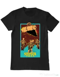 Tricou ADLER barbat Stranger pizza Negru