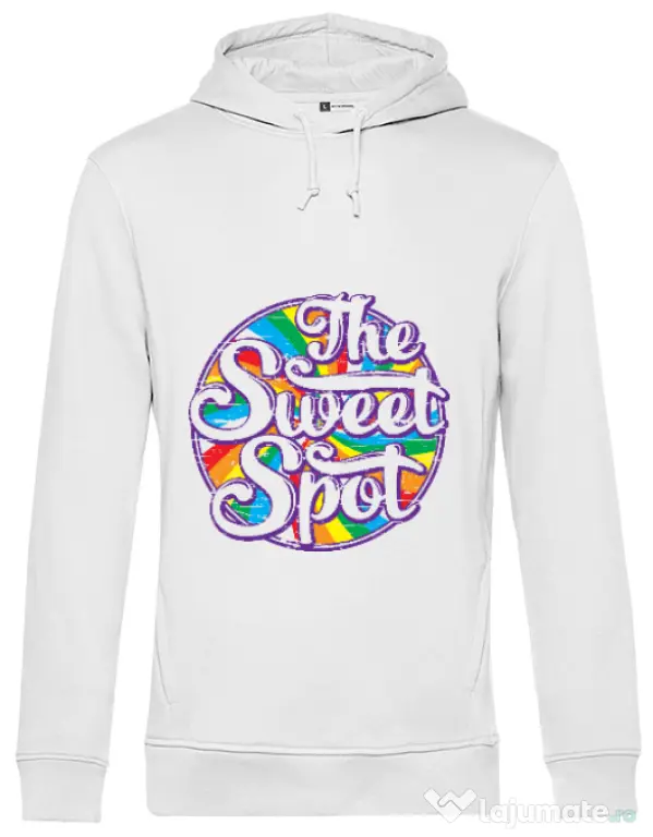 Hoodie barbat cu gluga The sweet spot Alb