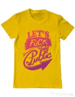 Tricou ADLER barbat Let's fuck in public Galben