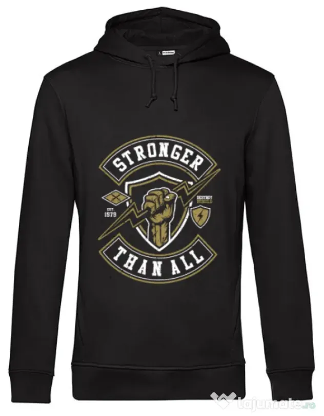 Hoodie barbat cu gluga Stronger Than All Negru