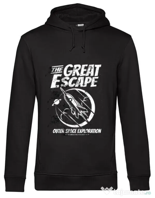 Hoodie barbat cu gluga The Great Escape Negru