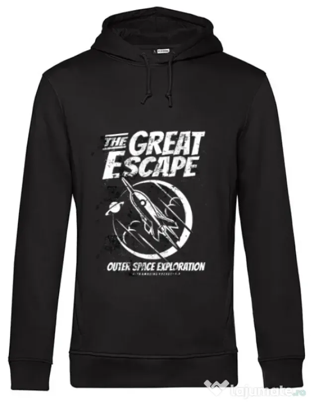 Hoodie barbat cu gluga The Great Escape Negru