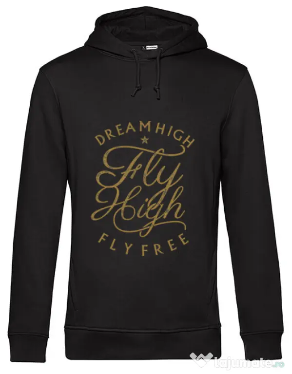 Hoodie barbat cu gluga Fly High Negru