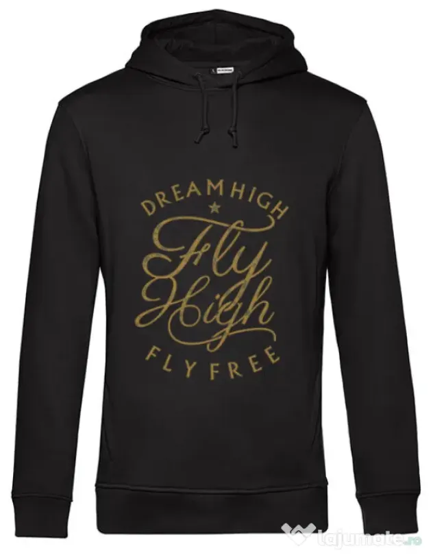 Hoodie barbat cu gluga Fly High Negru