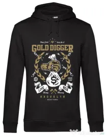 Hoodie barbat cu gluga Gold Digger Negru
