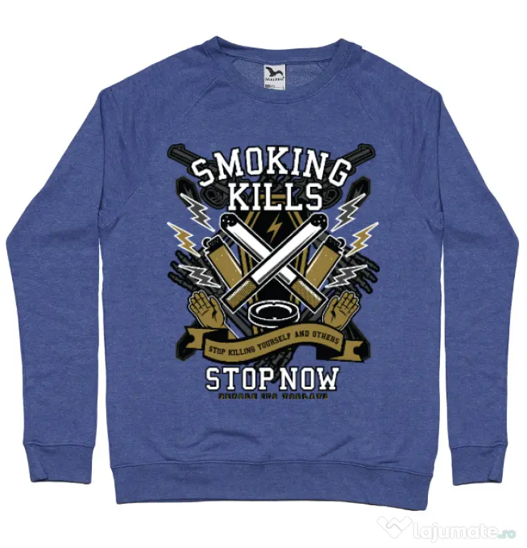 Bluza ADLER barbat Smoking Kills Albastru melanj