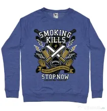 Bluza ADLER barbat Smoking Kills Albastru melanj