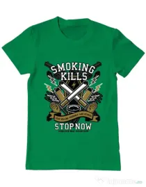 Tricou ADLER barbat Smoking Kills Verde mediu