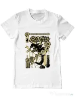 Tricou ADLER barbat Godzilla Alb