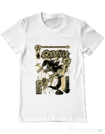 Tricou ADLER barbat Godzilla Alb